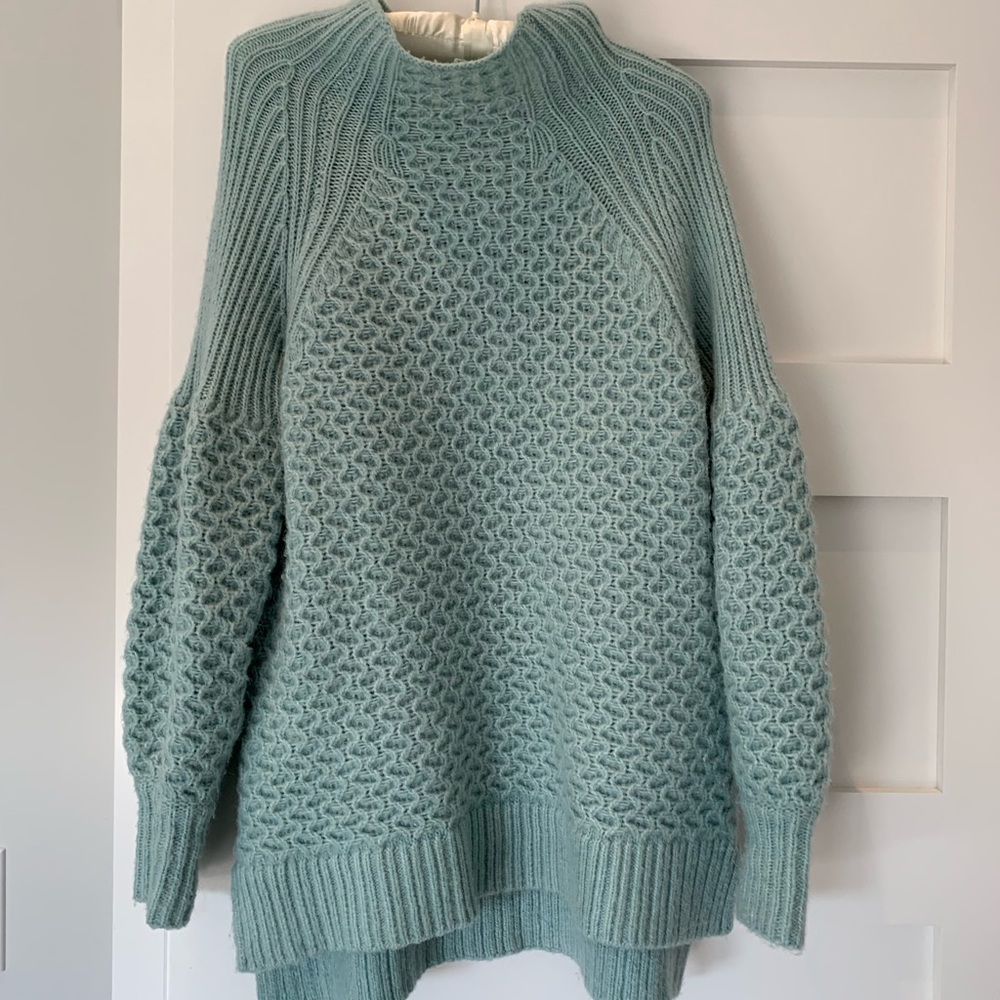 Anthropologie Mint Textured Turtleneck Sweater